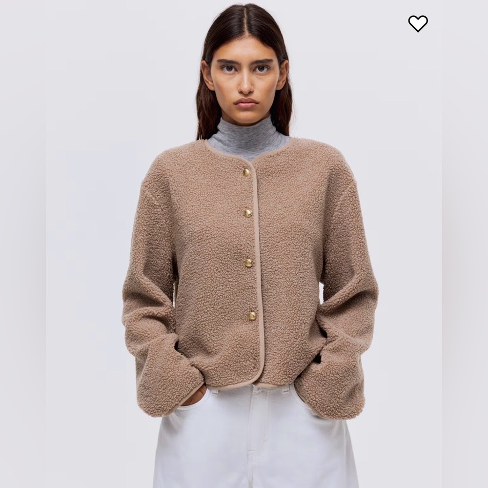 H&M Teddy Fleece Cardigan Jacket Small - Picture 1 of 7